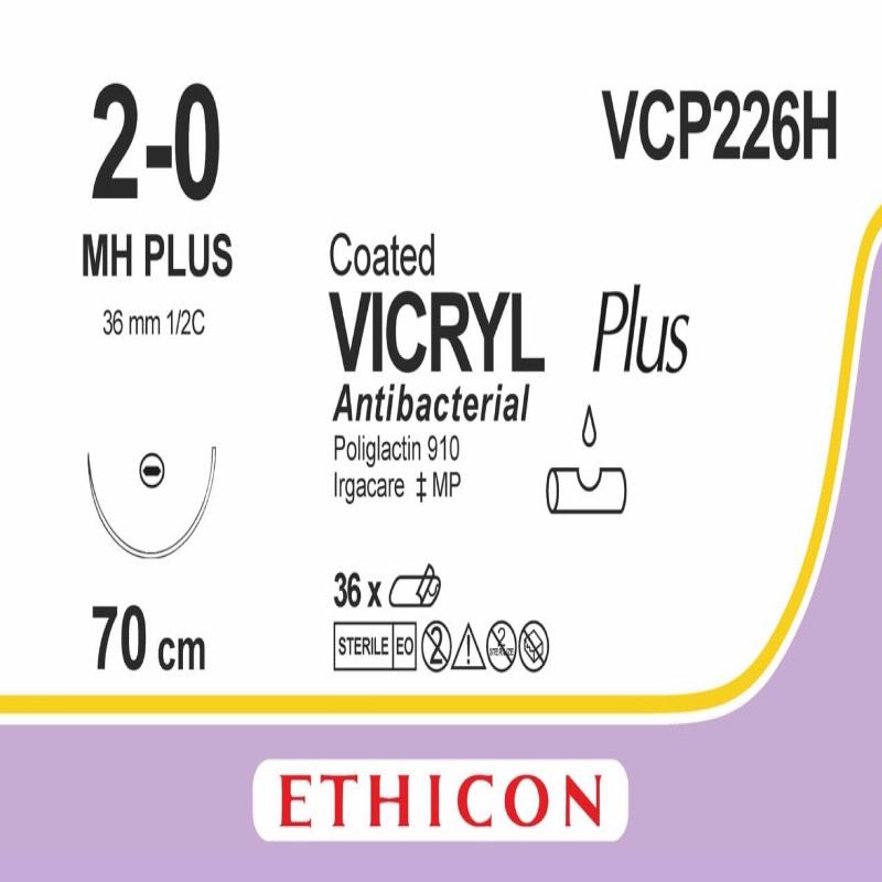 VICRYL PLUS непофарбований 70см M3 USP2/0 одна голка MH PLUS, тип колюча Taper Point, 36мм, 1/2 кола